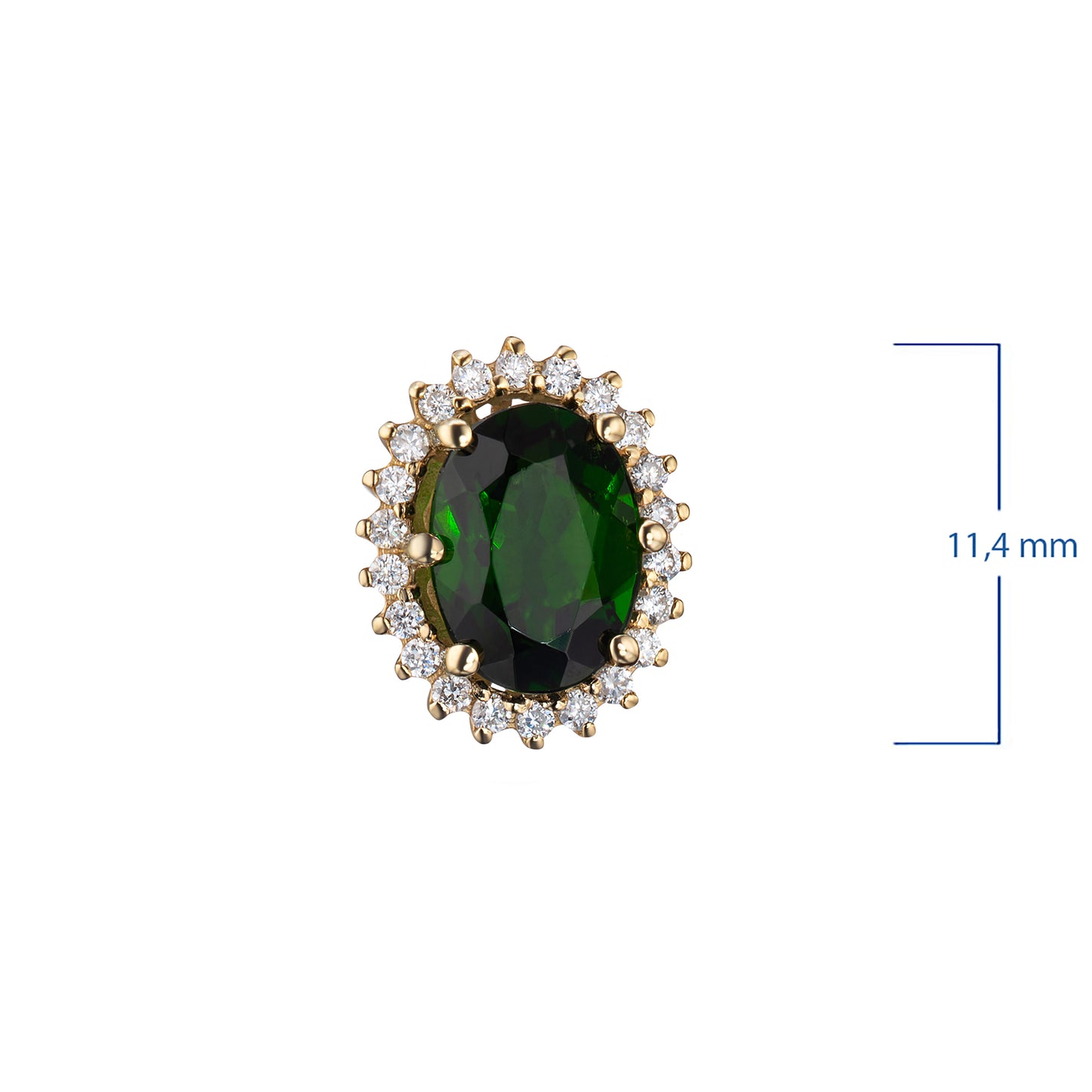 14K White Gold Earring Studs with Chrome diopside and Lab-Created Diamonds 14.560 CT.TW