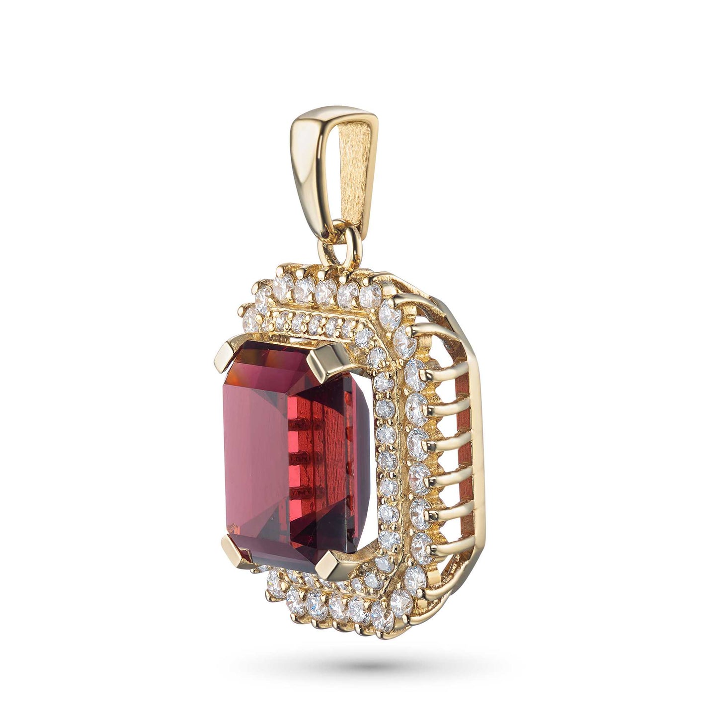 14K White Gold Pendant with Garnet and Lab-Created Diamonds 22.150 CT.TW