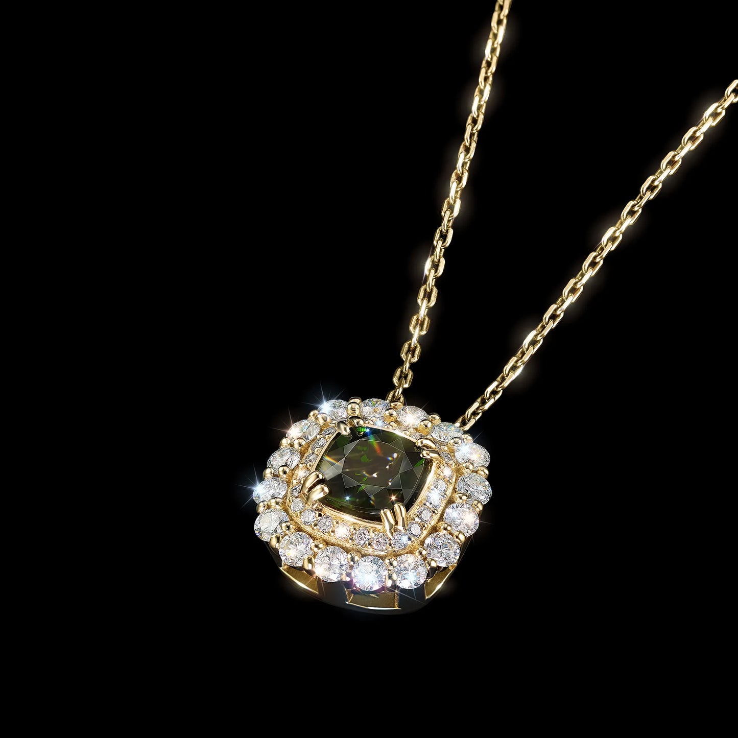 14K Yellow Gold Pendant with Garnet and Lab-Created Diamonds 14.790 CT.TW