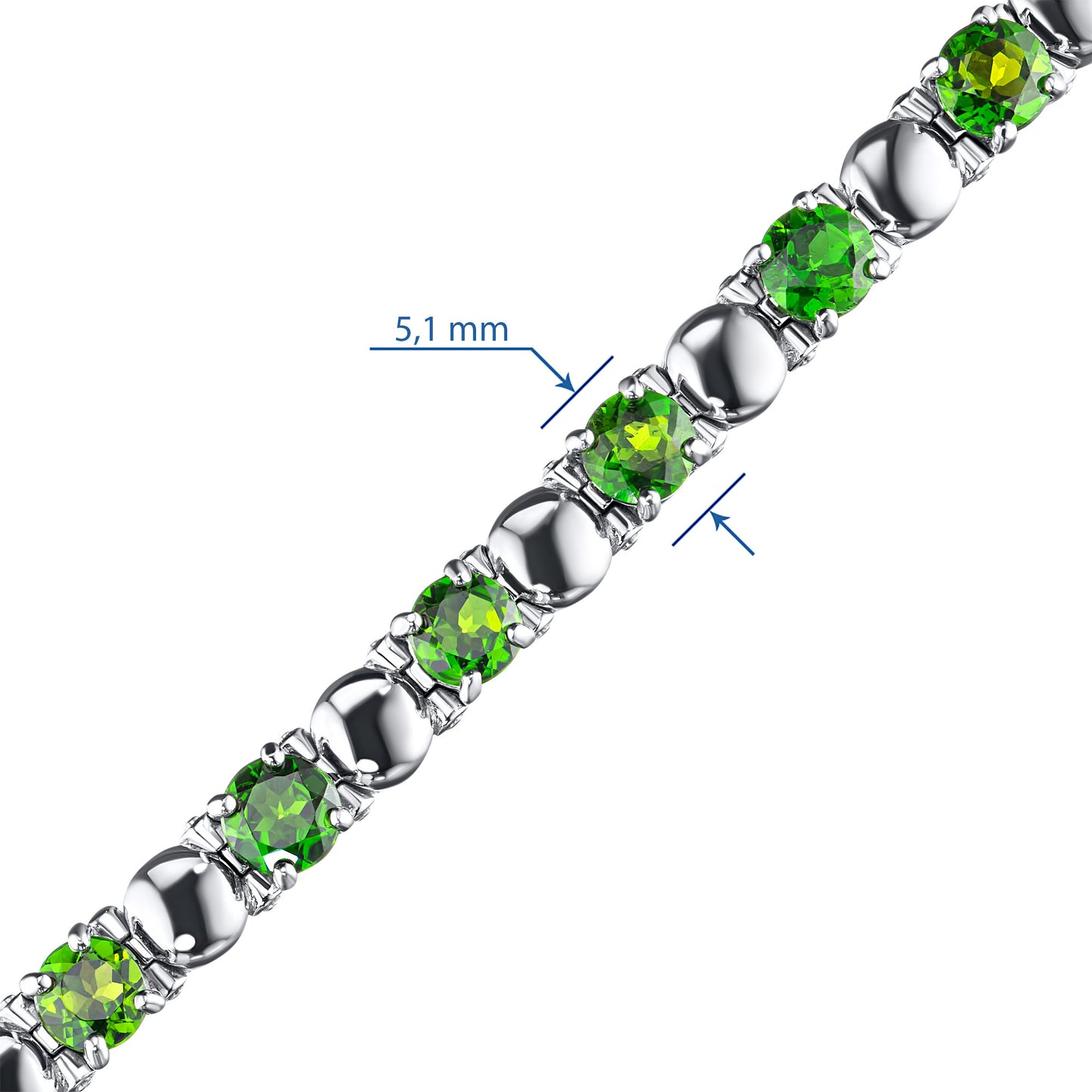 Sterling Silver Bracelet with Chrome diopside 8.720 CT.TW