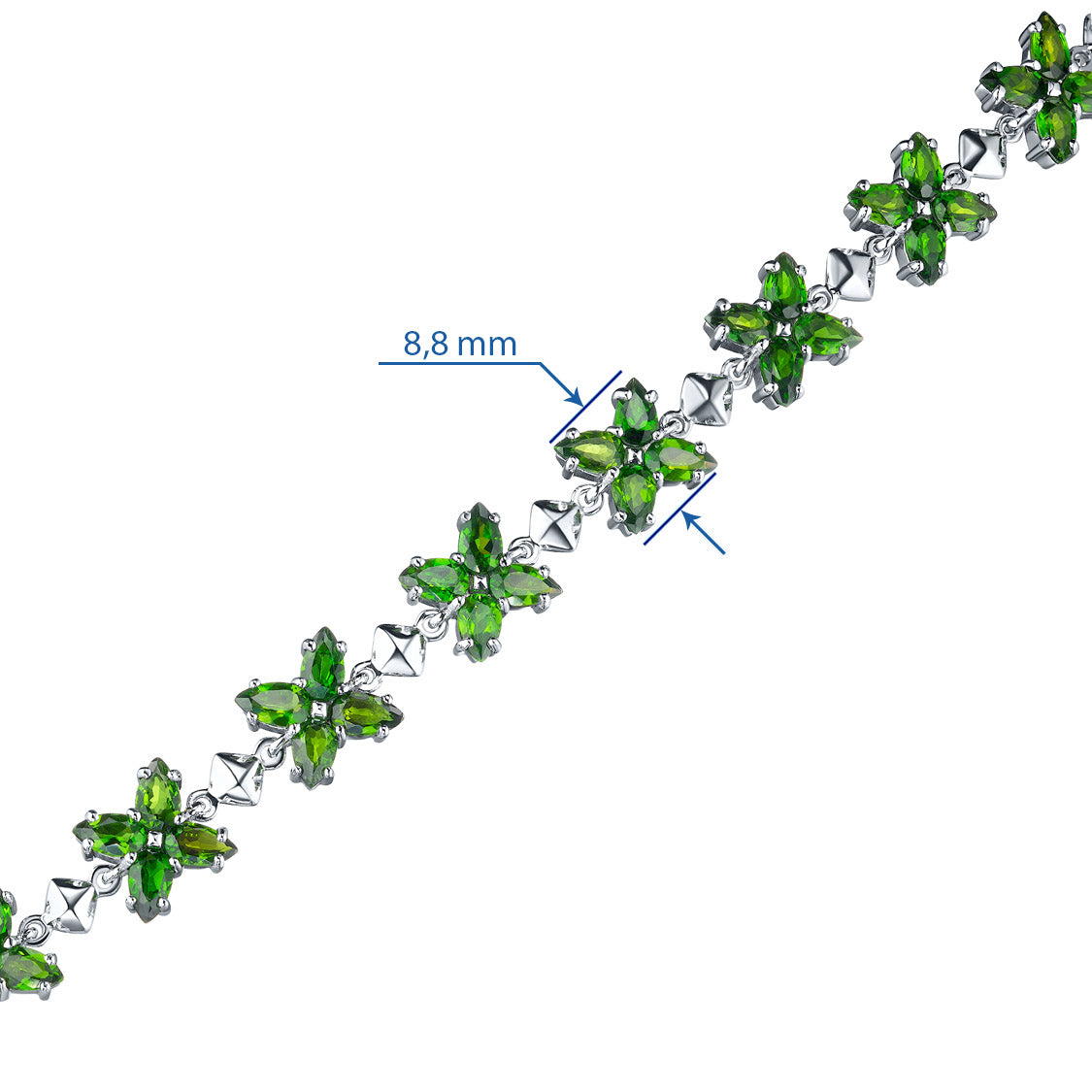Sterling Silver Bracelet with Chrome diopside 10.780 CT.TW