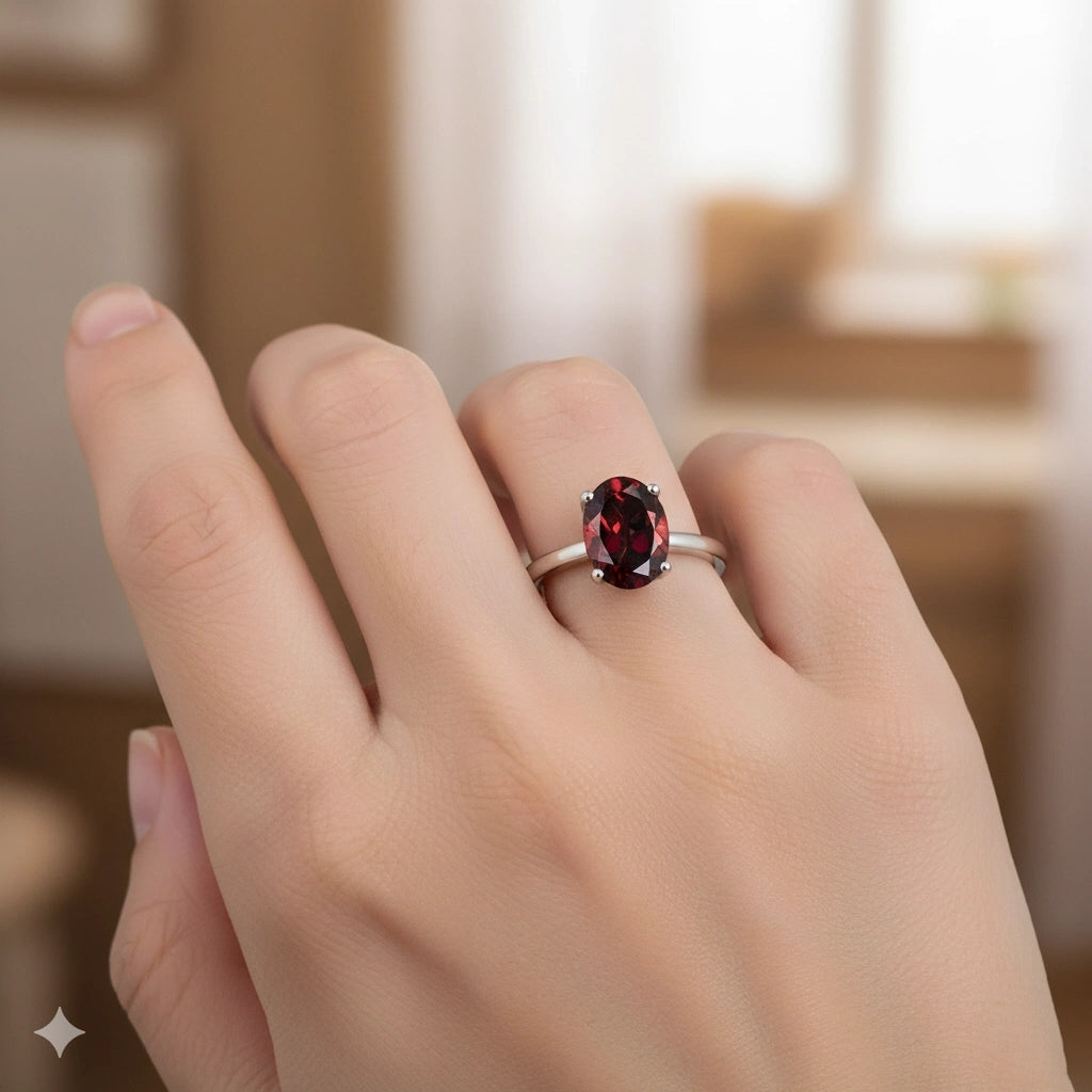 Sterling Silver Ring with Garnet 1.370 CT.TW