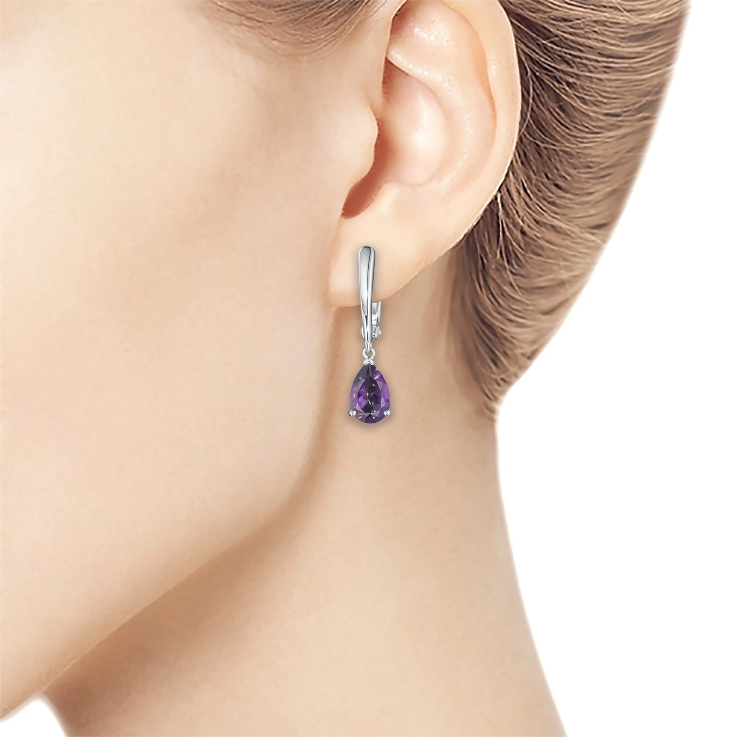 Sterling Silver Earrings with Amethyst 2.240 CT.TW