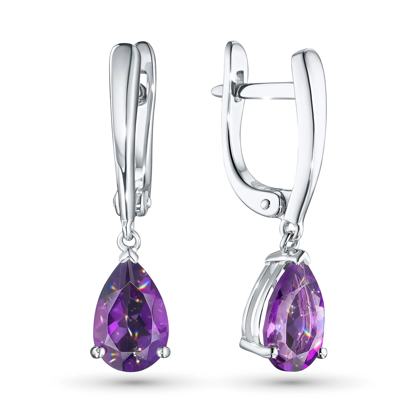 Sterling Silver Earrings with Amethyst 2.240 CT.TW
