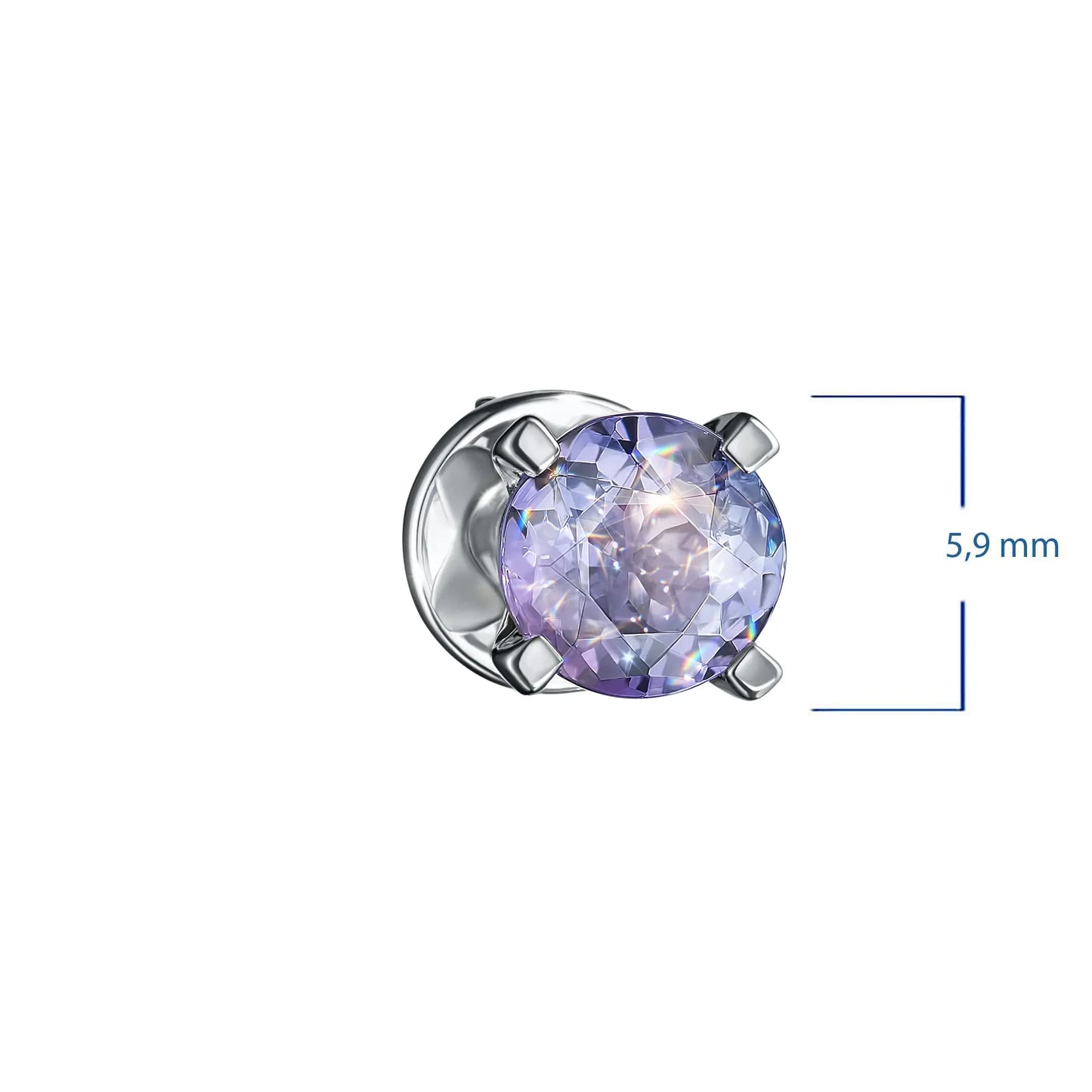 Sterling Silver Earring Studs with Tanzanite 2.240 CT.TW