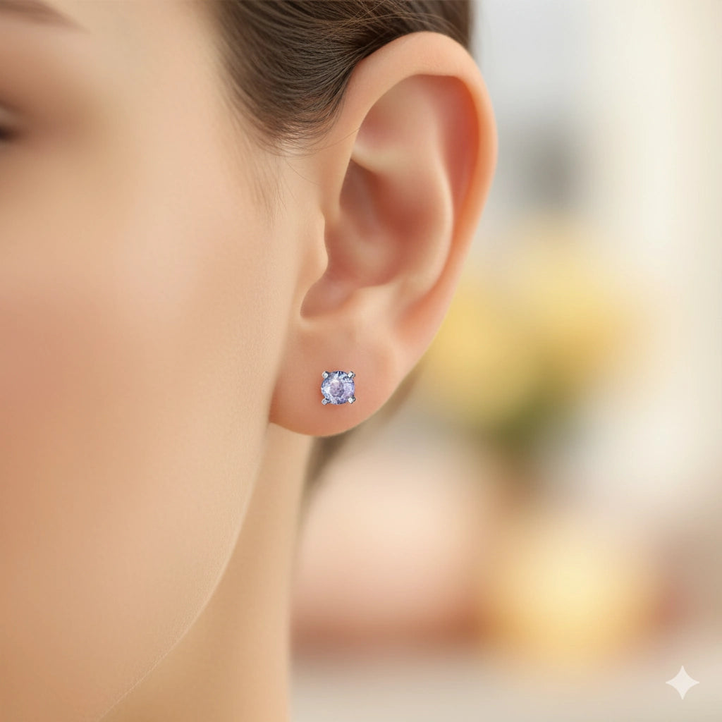 Sterling Silver Earring Studs with Tanzanite 2.240 CT.TW