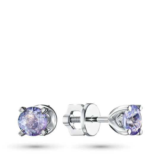 Sterling Silver Earring Studs with Tanzanite 2.240 CT.TW