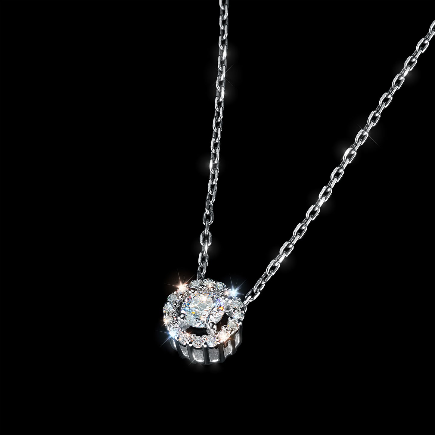 Sterling Silver Pendant with Sapphire and Lab-Created Diamonds 2.080 CT.TW