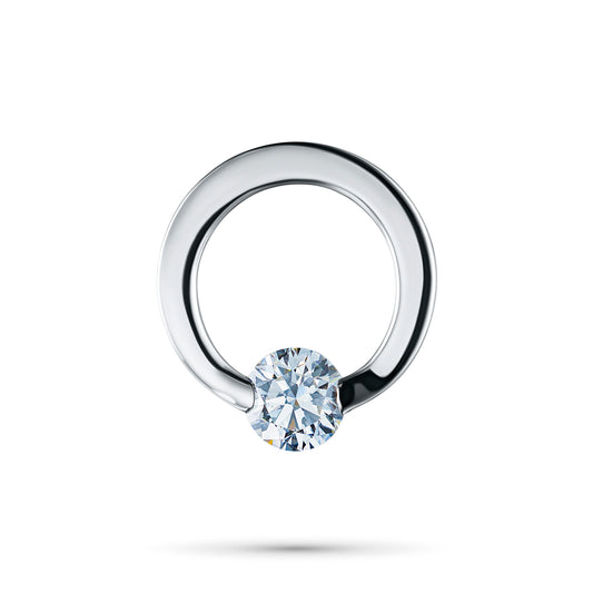 14K White Gold Pendant with Natural Diamonds 0.190 CT.TW