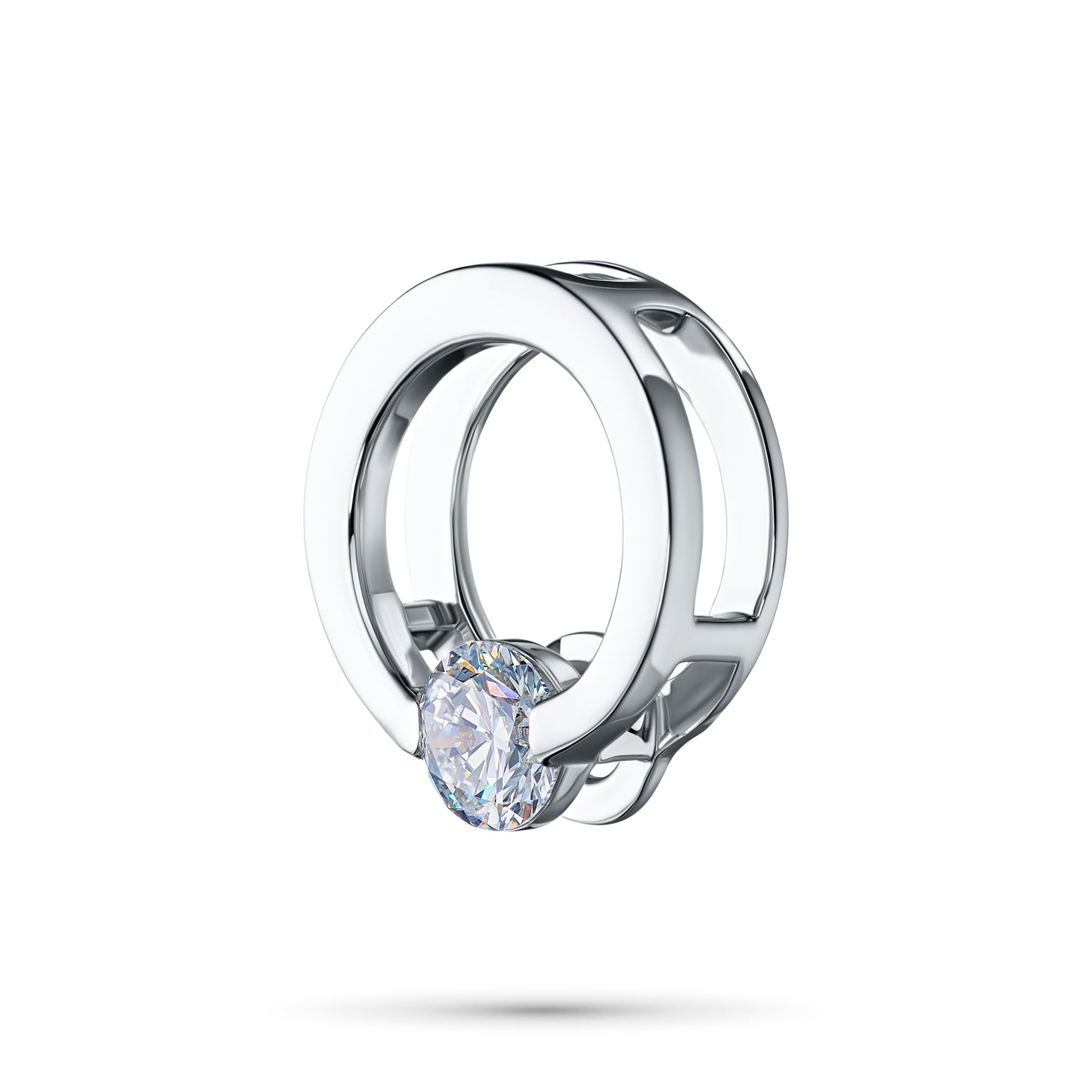 14K White Gold Pendant with Natural Diamonds 0.190 CT.TW