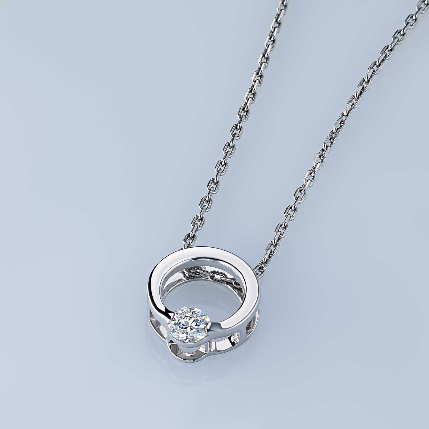 14K White Gold Pendant with Natural Diamonds 0.190 CT.TW
