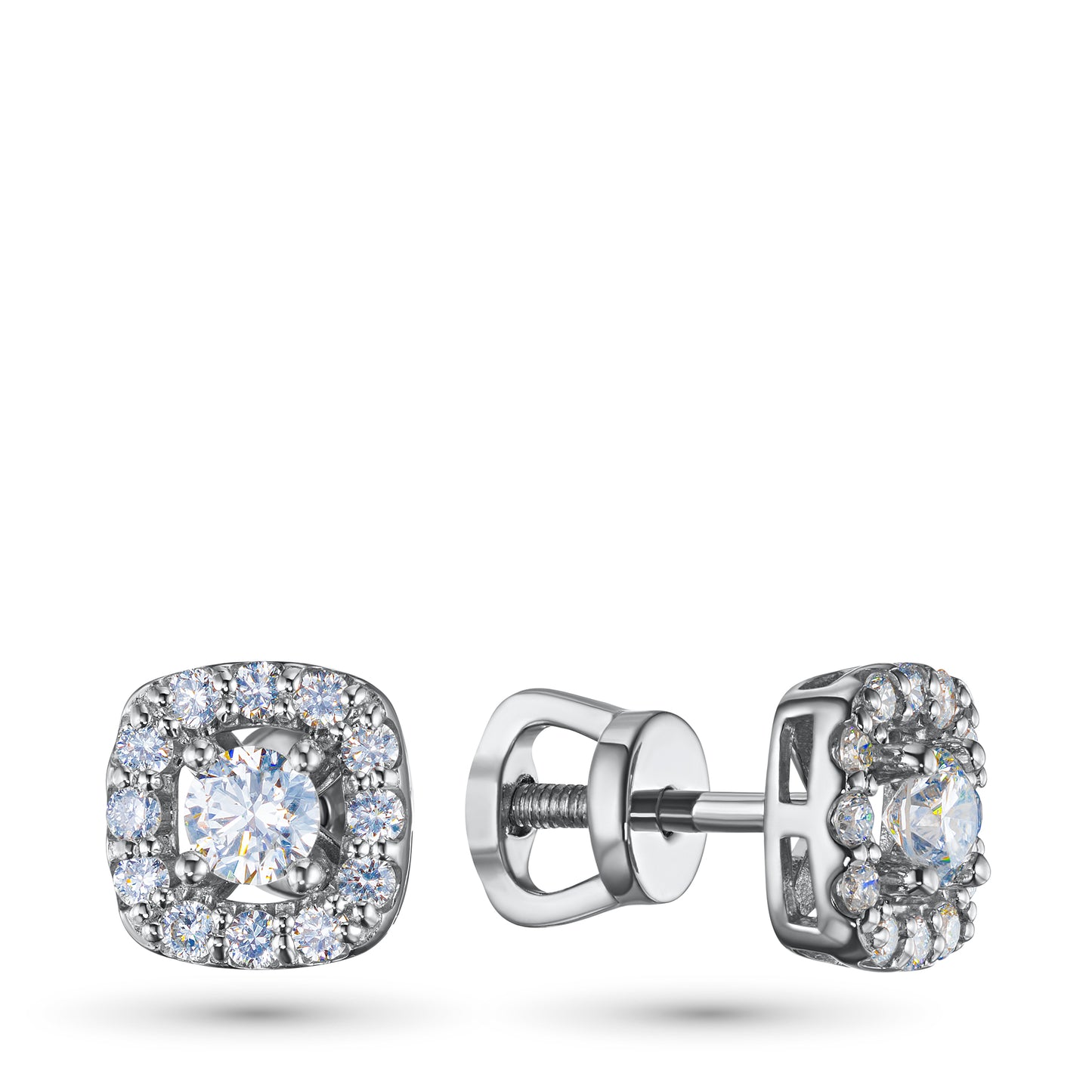 Sterling Silver Earring Studs with Sapphire and Lab-Created Diamonds 4.540 CT.TW