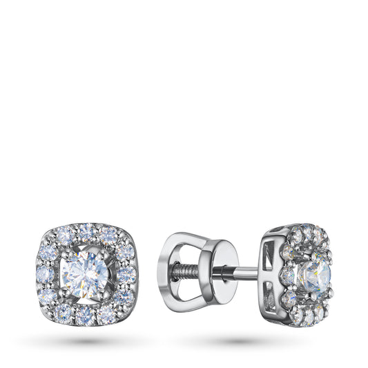 Sterling Silver Earring Studs with Sapphire and Lab-Created Diamonds 4.540 CT.TW