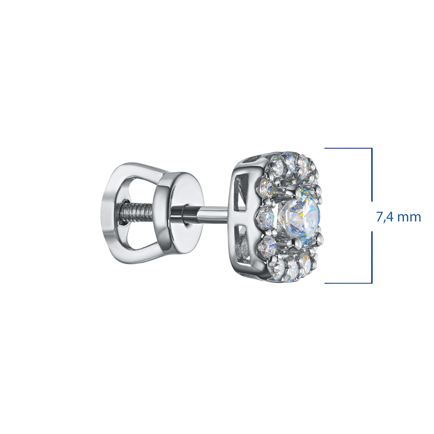 Sterling Silver Earring Studs with Sapphire and Lab-Created Diamonds 4.540 CT.TW