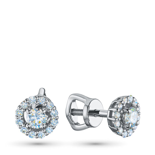 Sterling Silver Earring Studs with Sapphire and Lab-Created Diamonds 5.570 CT.TW