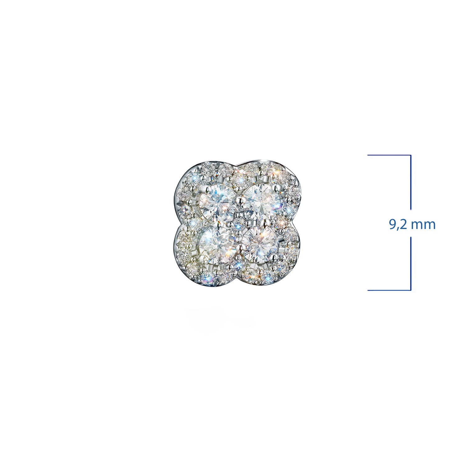 Sterling Silver Earring Studs with Sapphire and Lab-Created Diamonds 15.200 CT.TW