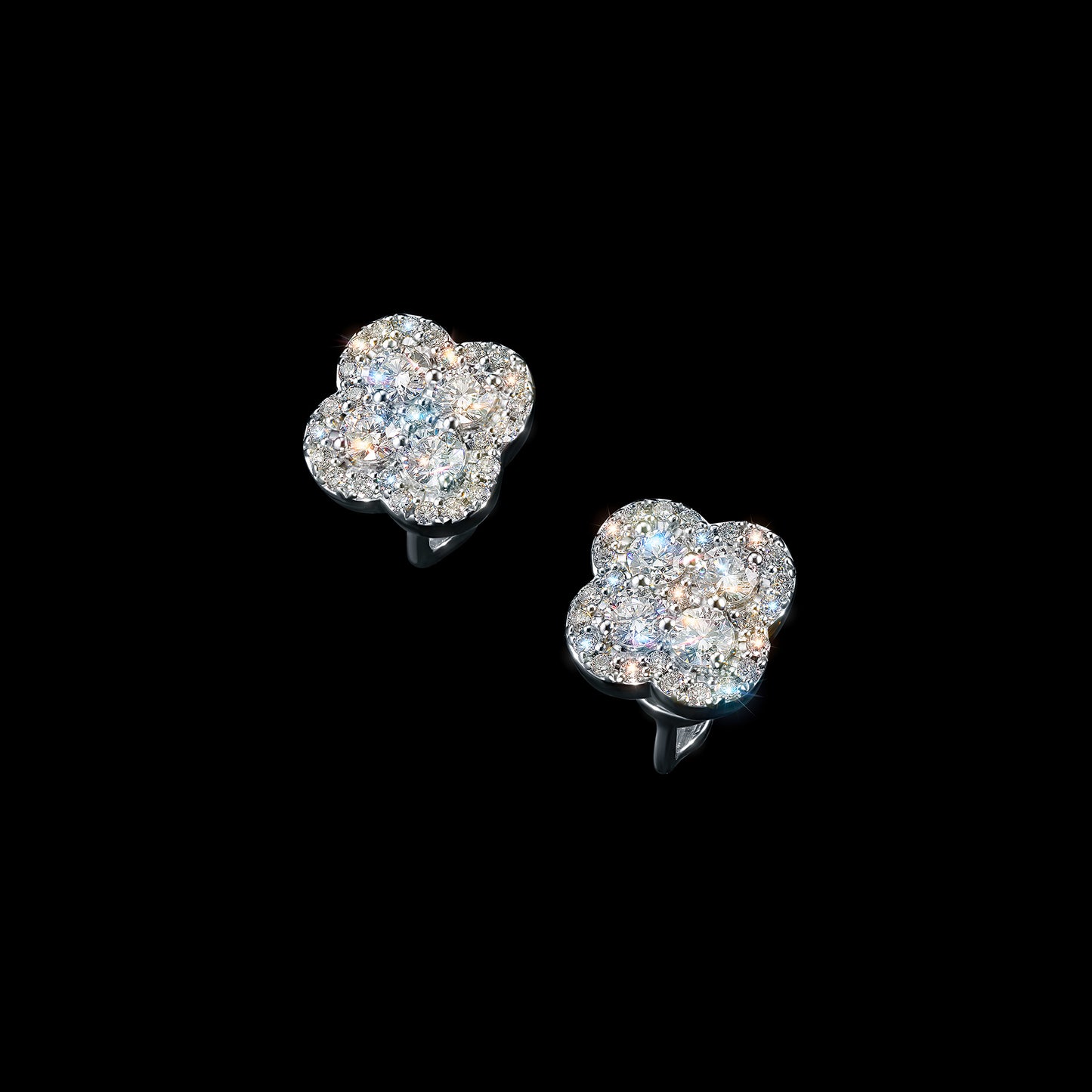 Sterling Silver Earring Studs with Sapphire and Lab-Created Diamonds 15.200 CT.TW