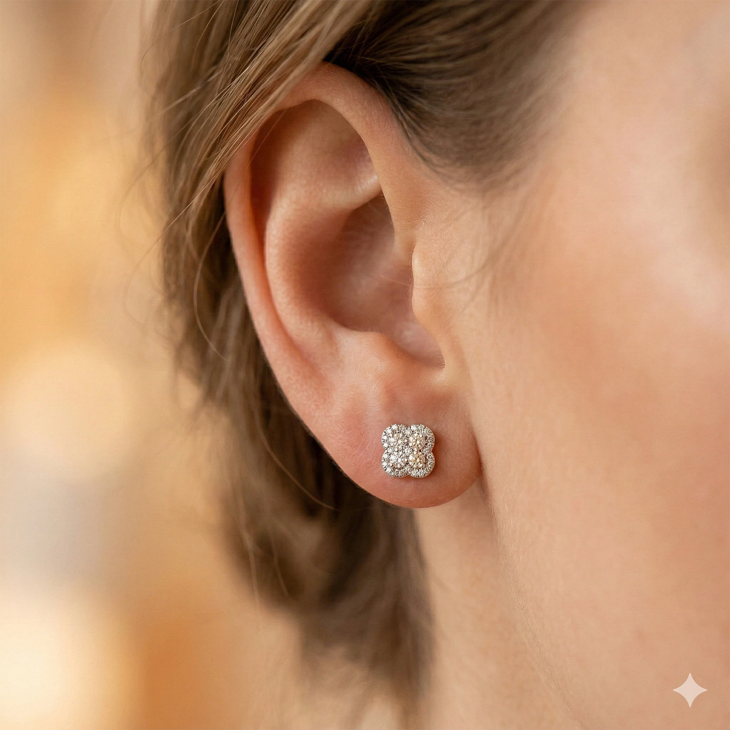Sterling Silver Earring Studs with Sapphire and Lab-Created Diamonds 15.200 CT.TW