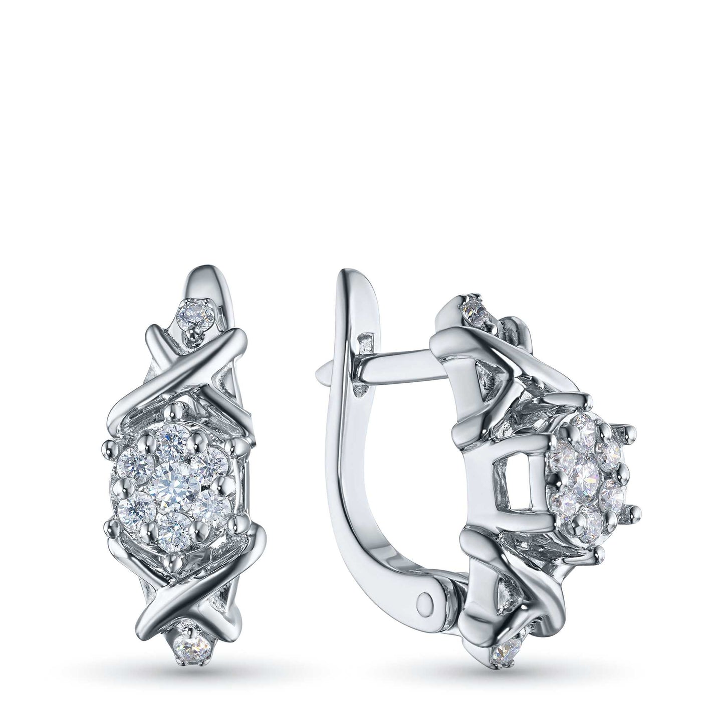 Sterling Silver Earrings with Lab-Created Diamonds 3.240 CT.TW