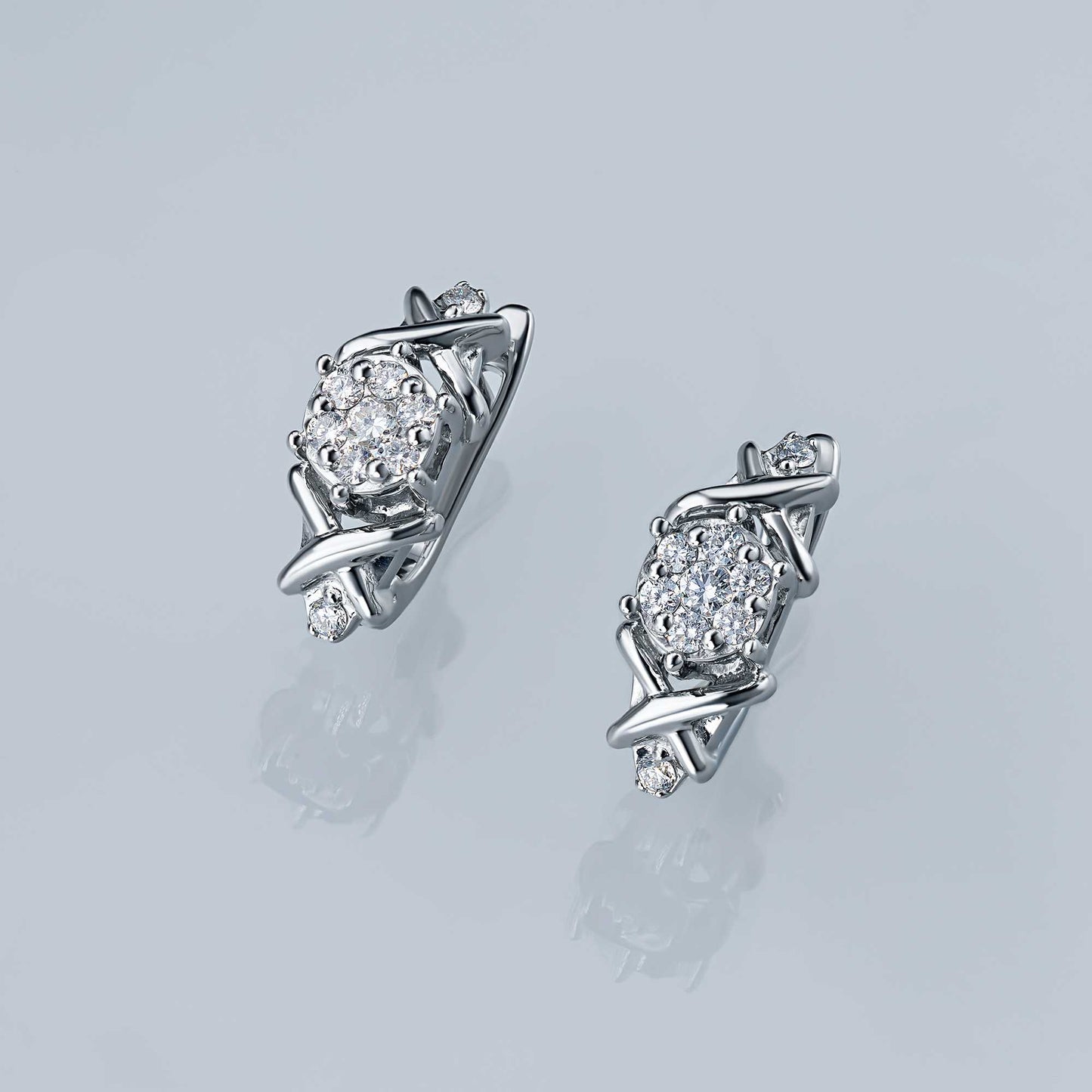 Sterling Silver Earrings with Lab-Created Diamonds 3.240 CT.TW