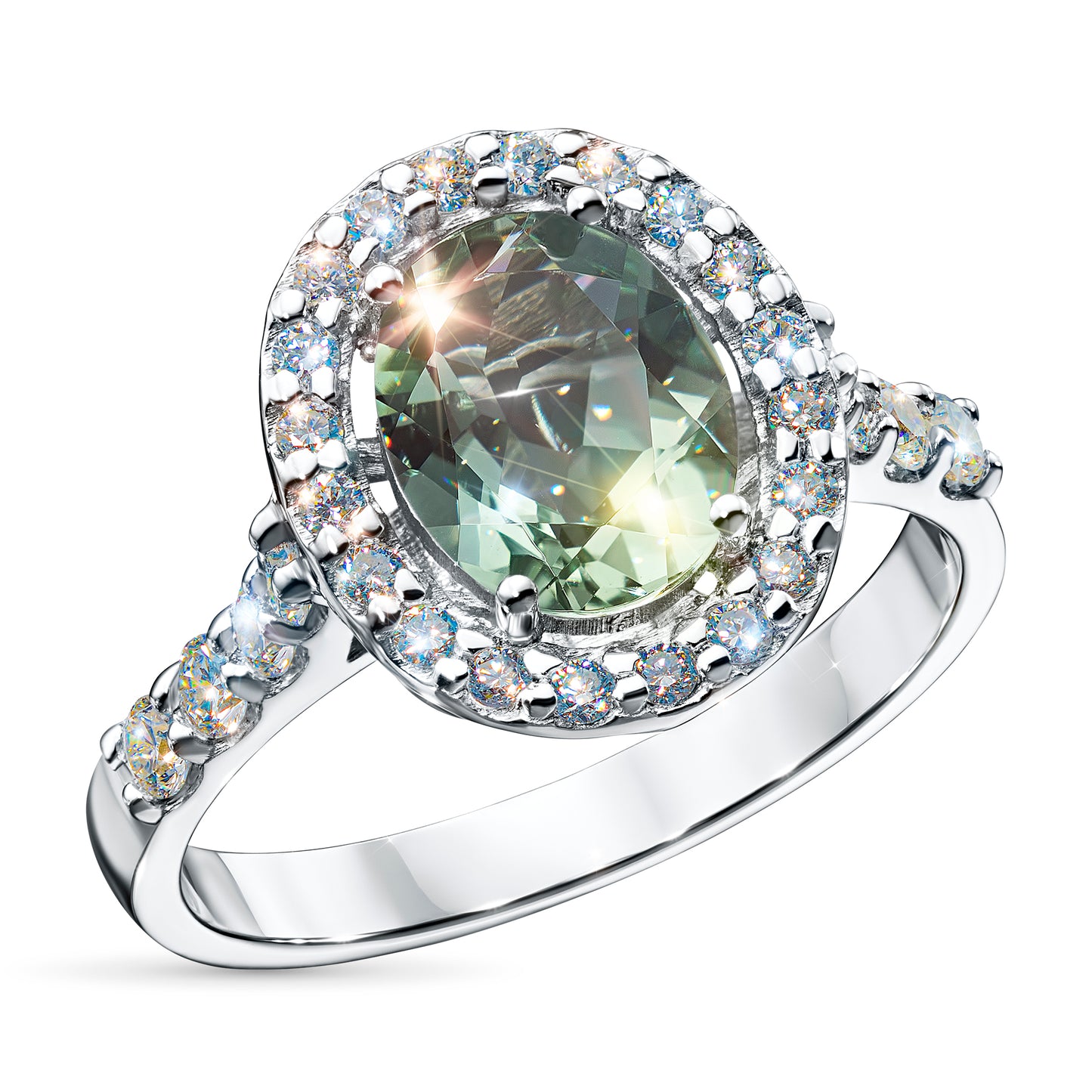 Sterling Silver Ring with Citrine and Lab-Created Diamonds 8.930 CT.TW