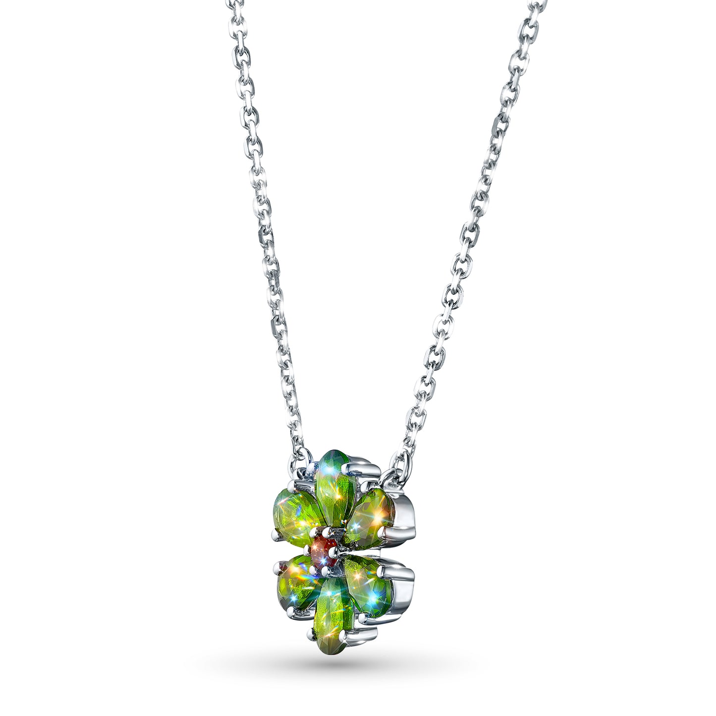 Sterling Silver Necklace with Chrome diopside and Garnet 2.730 CT.TW