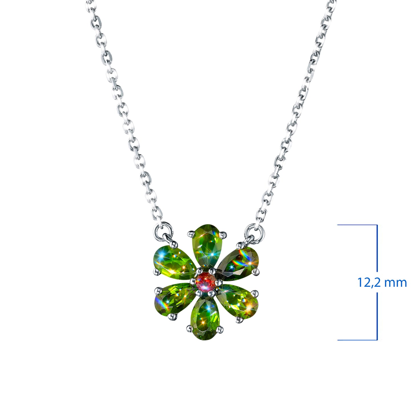 Sterling Silver Necklace with Chrome diopside and Garnet 2.730 CT.TW