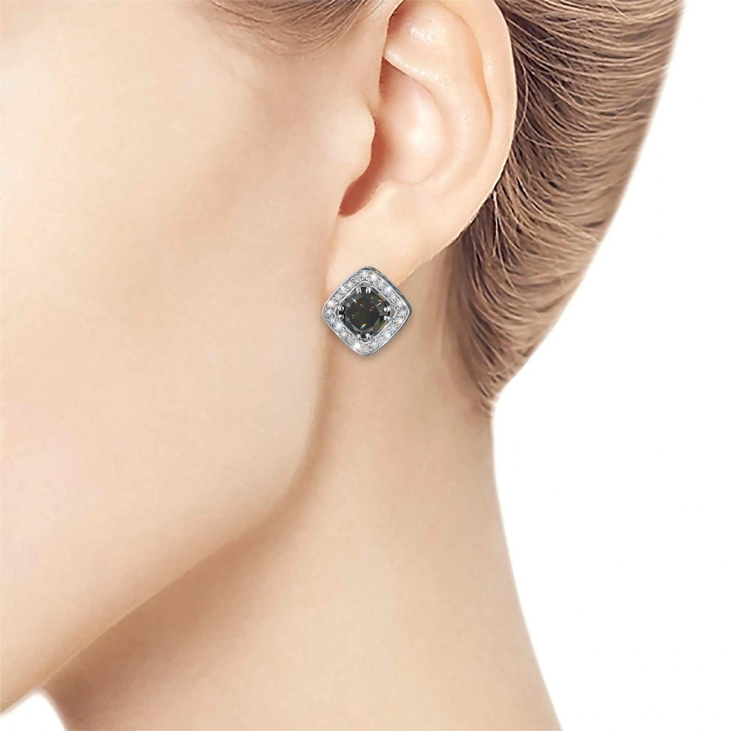 Sterling Silver Earring Studs with Topaz and Lab-Created Diamonds 27.070 CT.TW