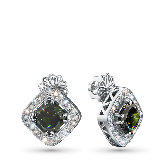 Sterling Silver Earring Studs with Topaz and Lab-Created Diamonds 27.070 CT.TW