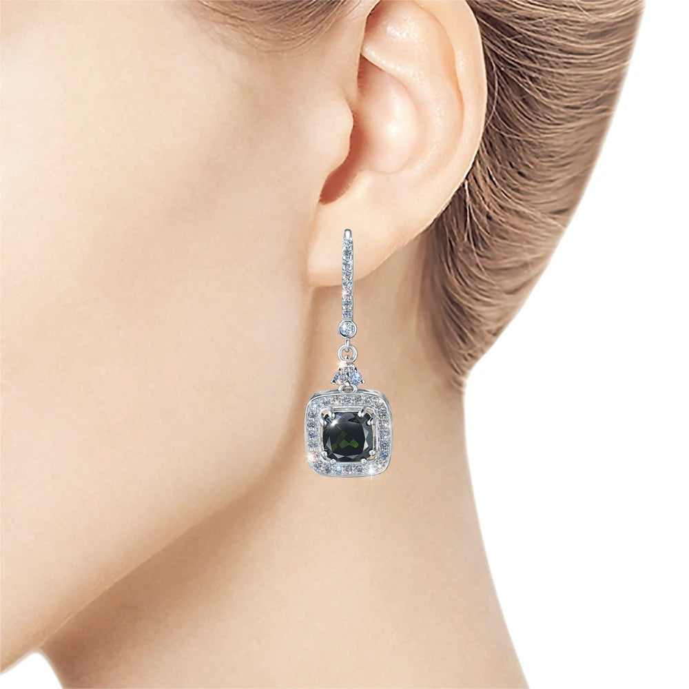 Sterling Silver Earrings with Citrine and Lab-Created Diamonds 33.390 CT.TW