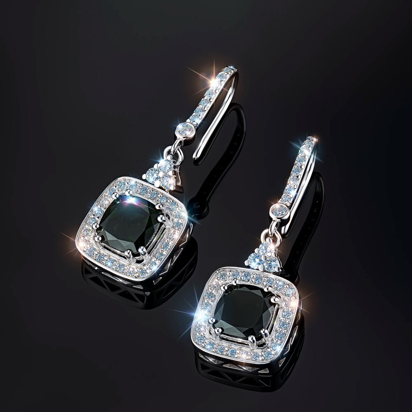 Sterling Silver Earrings with Citrine and Lab-Created Diamonds 33.390 CT.TW
