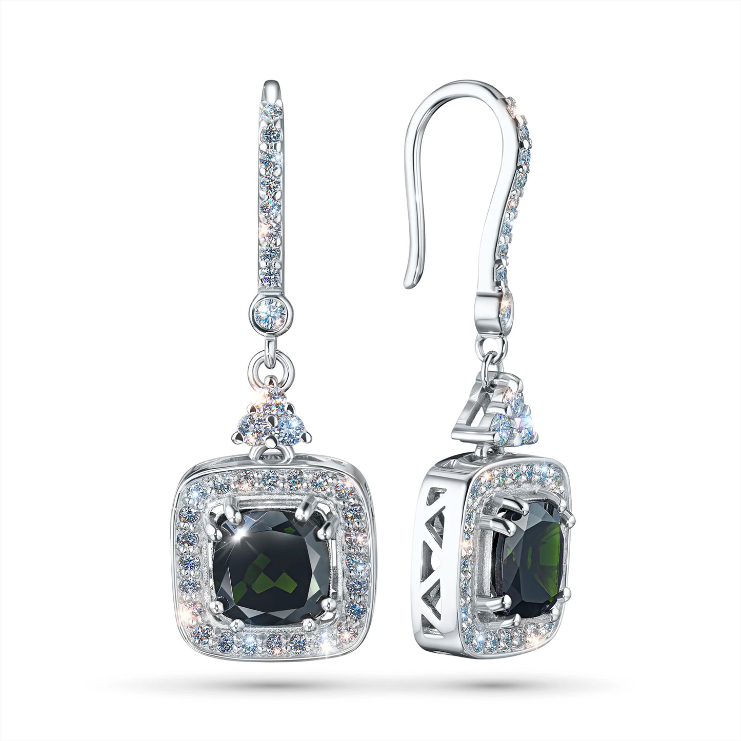 Sterling Silver Earrings with Citrine and Lab-Created Diamonds 33.390 CT.TW