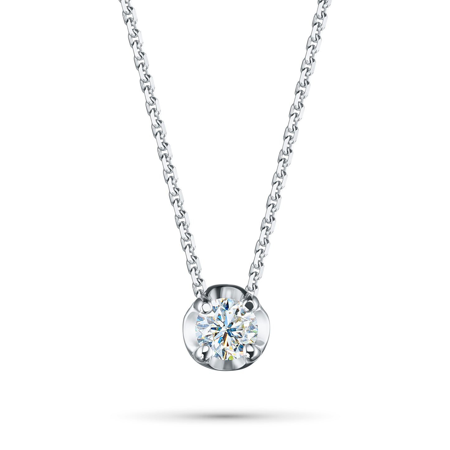 14K White Gold Necklace with Natural Diamonds 0.700 CT.TW