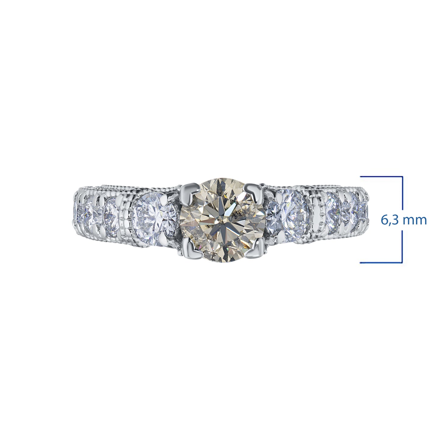 14K White Gold Ring with Natural Diamonds 2.880 CT.TW