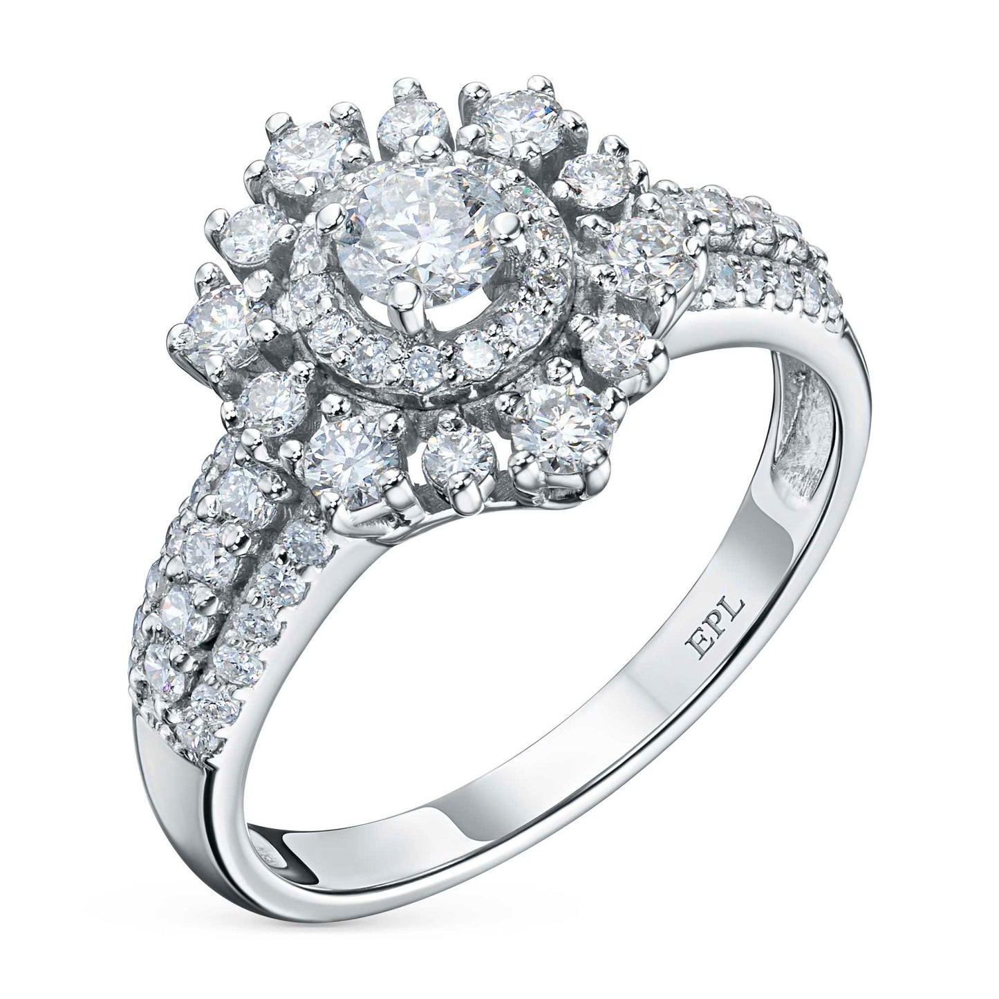 14K White Gold Ring with Natural Diamonds 13.970 CT.TW