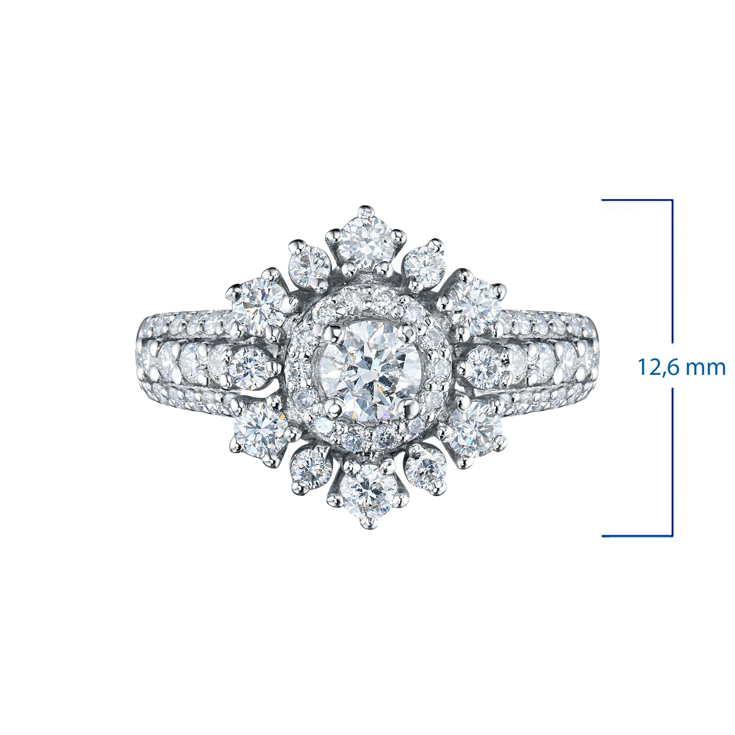 14K White Gold Ring with Natural Diamonds 13.970 CT.TW