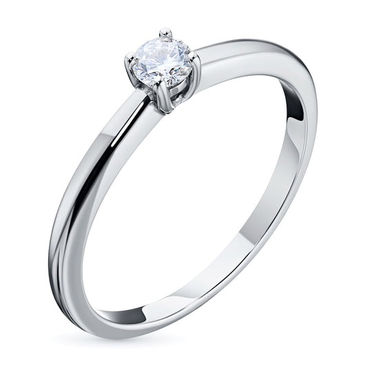14K White Gold Ring with Natural Diamonds 0.160 CT.TW