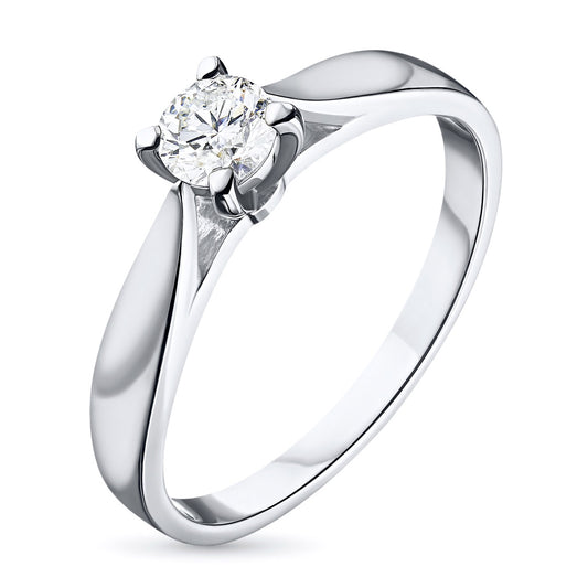 14K White Gold Ring with Natural Diamonds 0.140 CT.TW