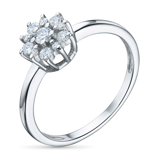 14K White Gold Ring with Natural Diamonds 0.930 CT.TW