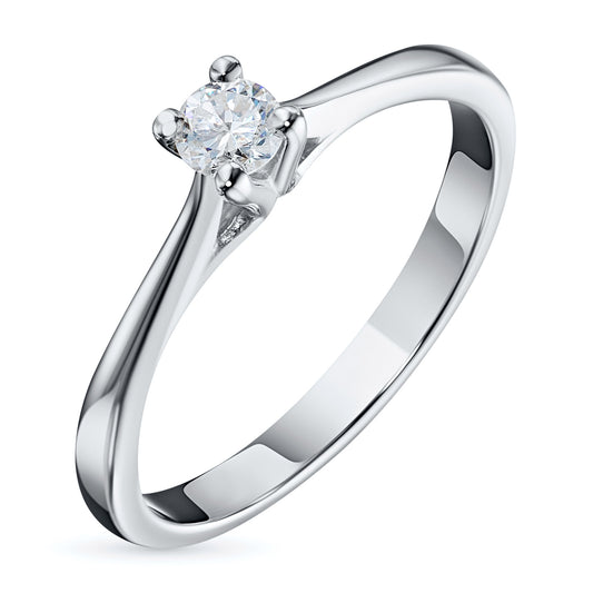 14K White Gold Ring with Natural Diamonds 0.140 CT.TW