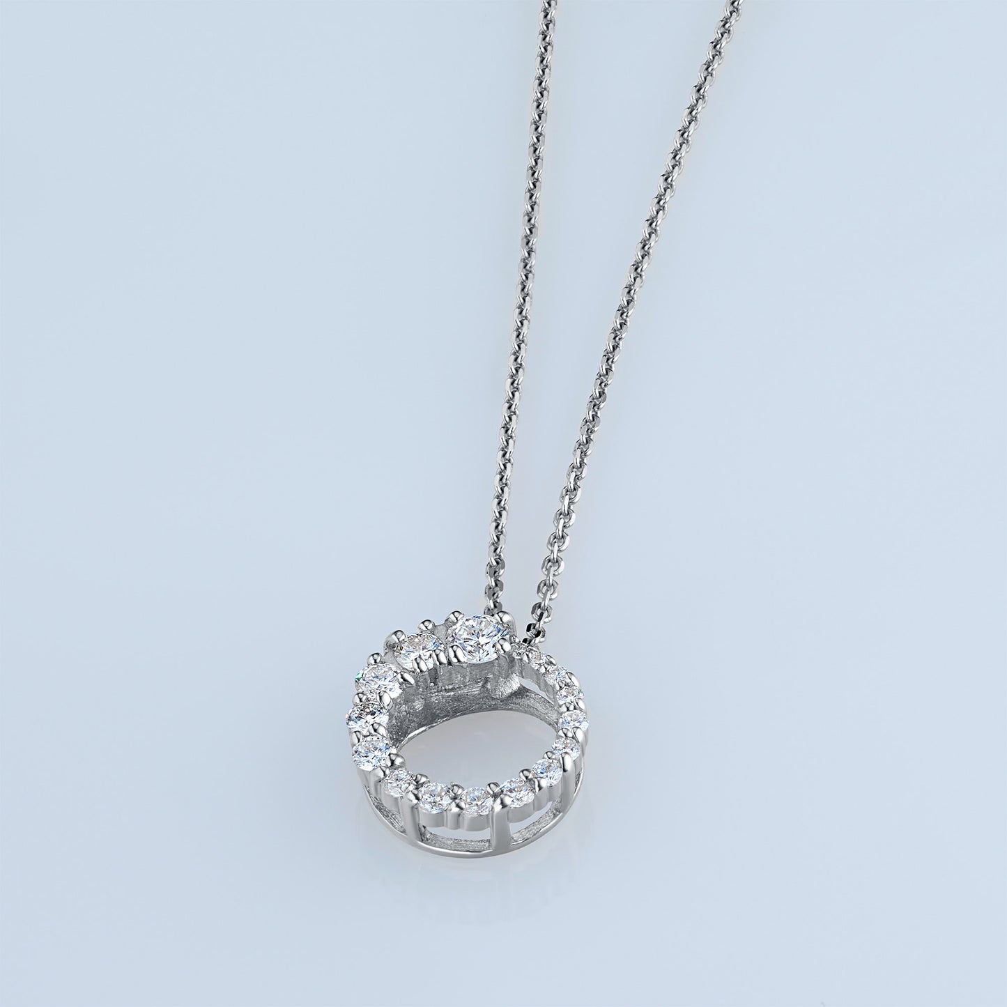 14K White Gold Pendant with Natural Diamonds 0.990 CT.TW