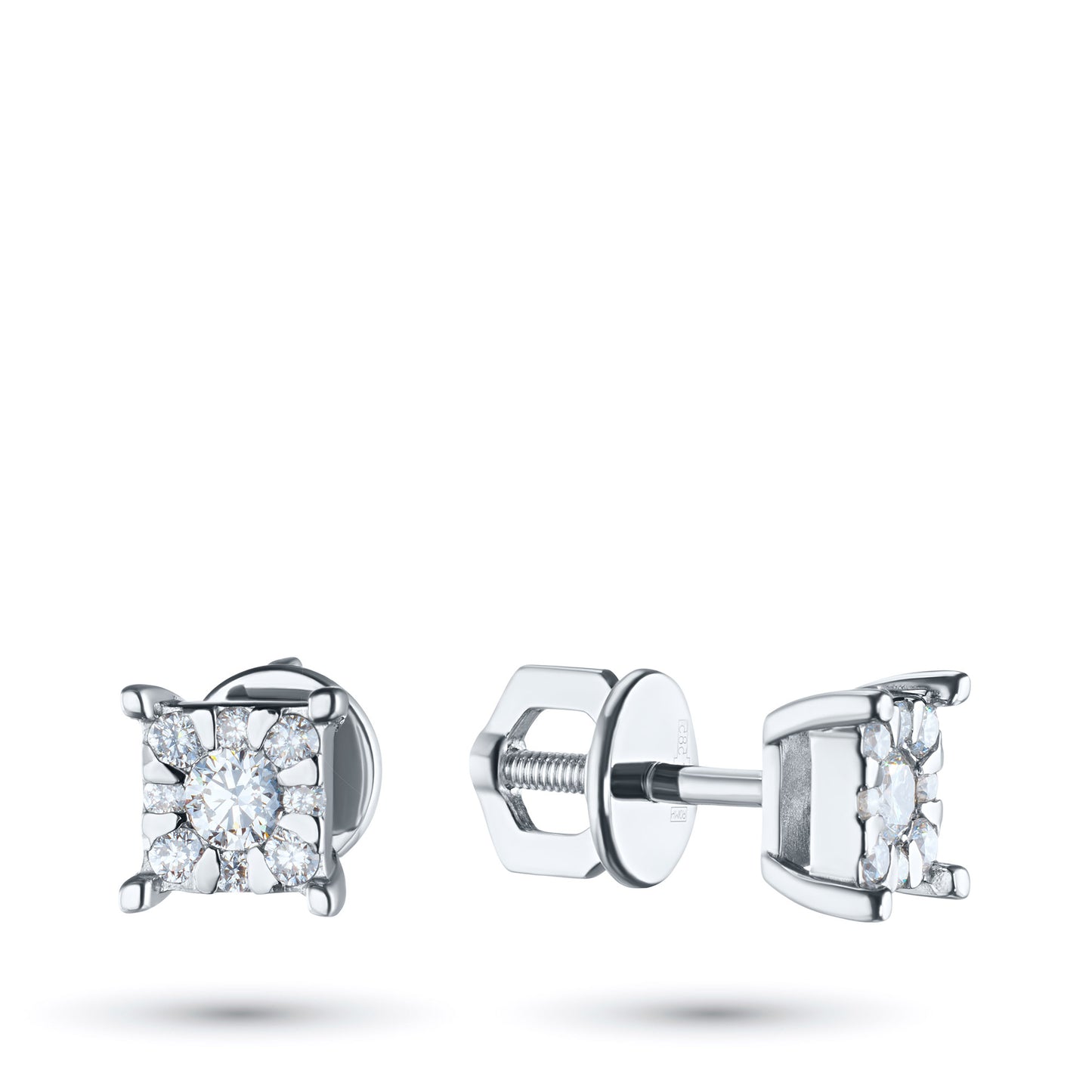 14K White Gold Earring Studs with Natural Diamonds 1.700 CT.TW