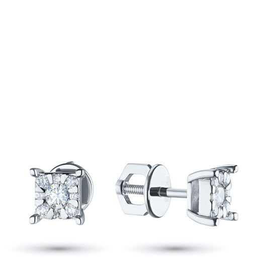14K White Gold Earring Studs with Natural Diamonds 1.700 CT.TW