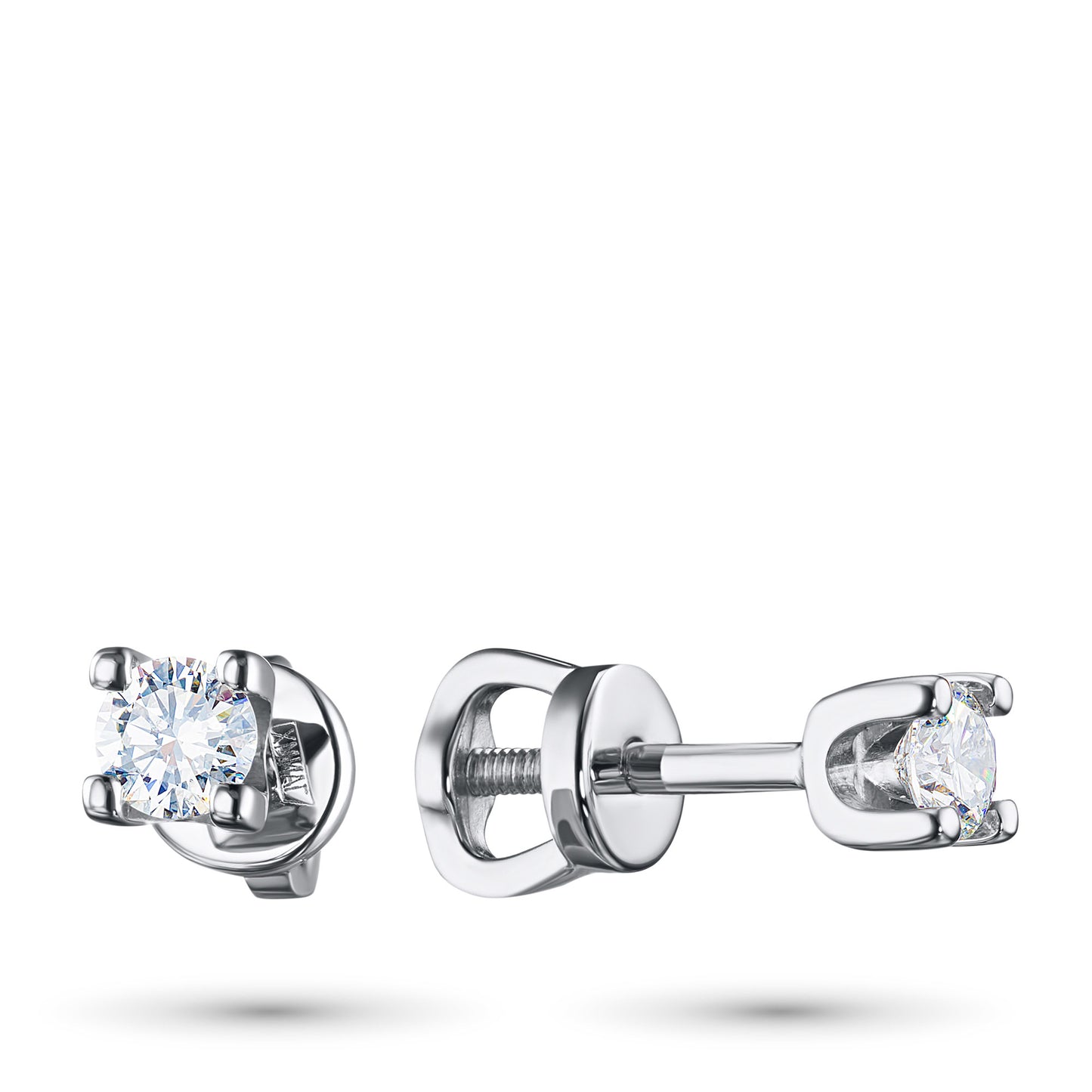 14K White Gold Earring Studs with Natural Diamonds 1.070 CT.TW
