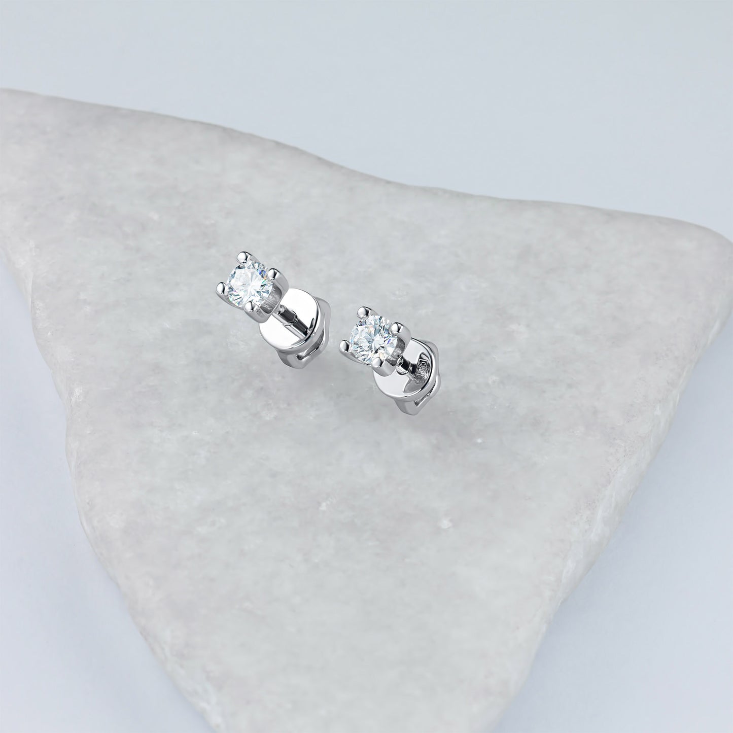 14K White Gold Earring Studs with Natural Diamonds 1.070 CT.TW