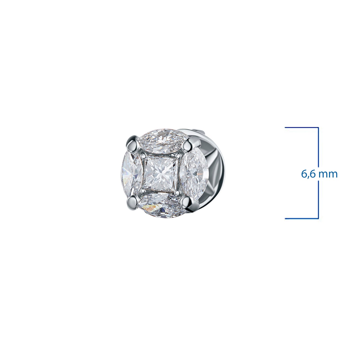 14K White Gold Earring Studs with Natural Diamonds 4.070 CT.TW
