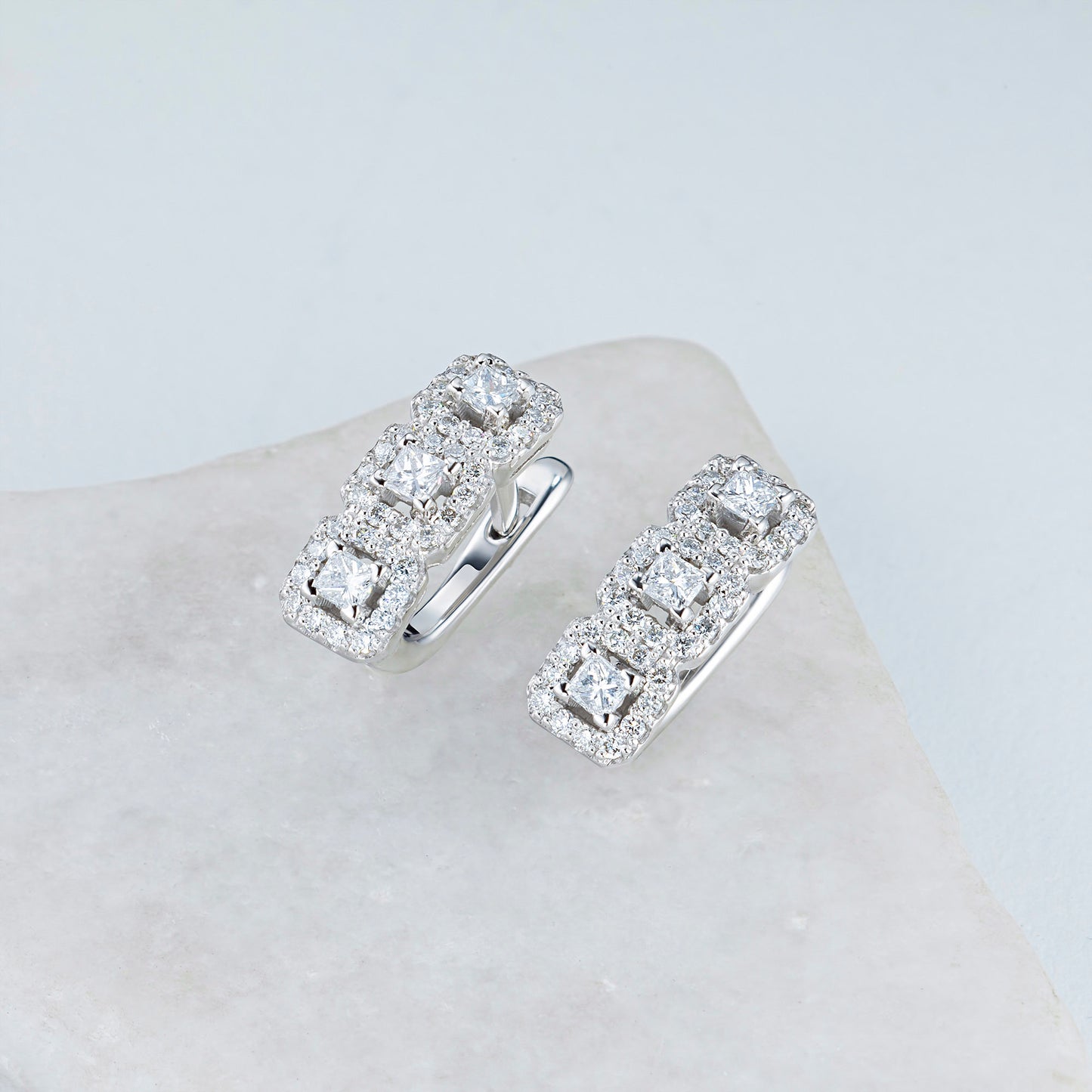 14K White Gold Earrings with Natural Diamonds 24.910 CT.TW