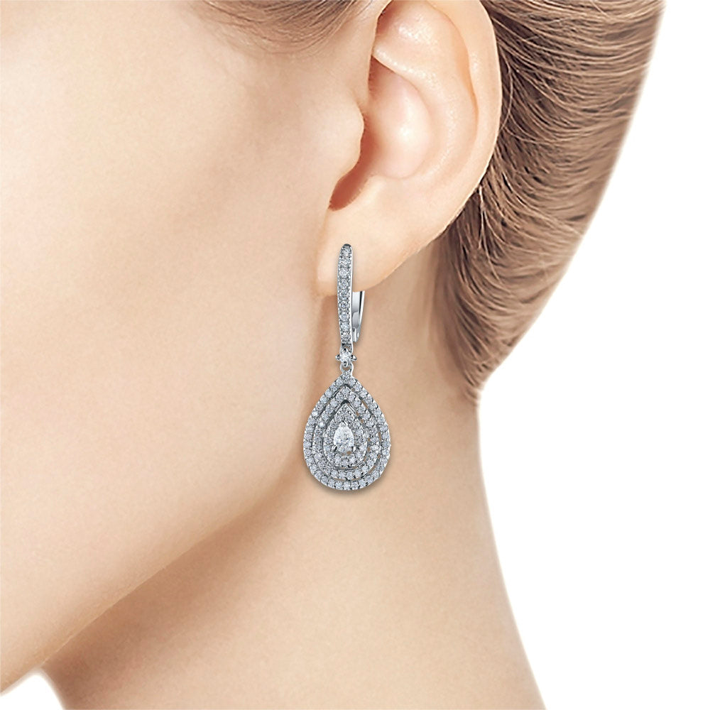 14K White Gold Earrings with Lab-Created Diamonds 111.610 CT.TW