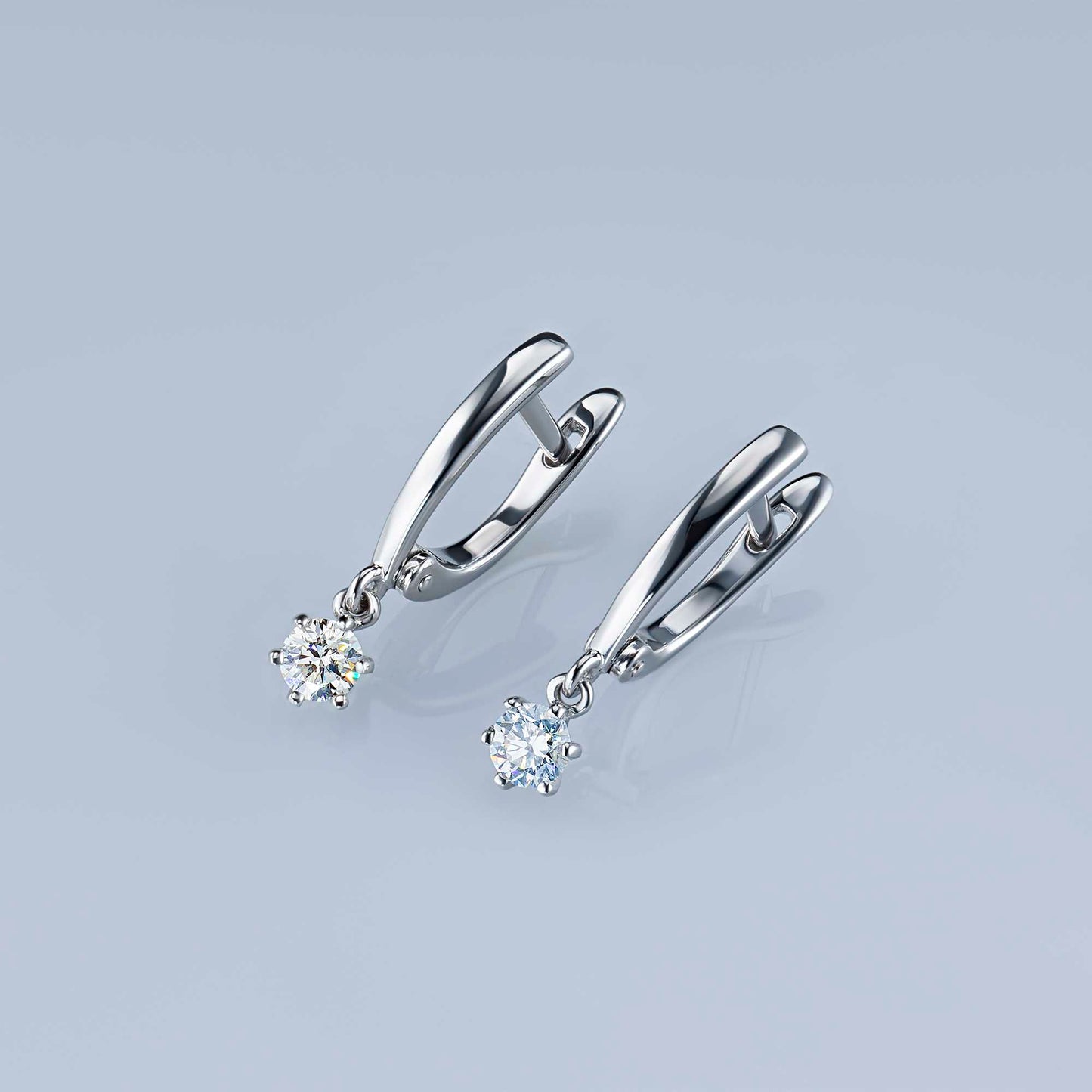 Sterling Silver Earrings with Lab-Created Diamonds 0.960 CT.TW