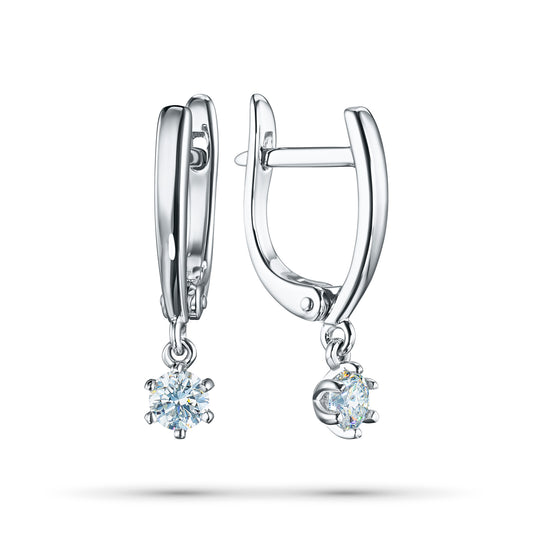 Sterling Silver Earrings with Lab-Created Diamonds 0.960 CT.TW